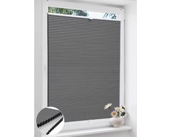 Verduisteringsrolgordijn Honingraat Zonder Boren – Thermisch Geïsoleerd Plisségordijn – Zonwering & Privacy – Grijs – 95 x 130 cm – Voor Raa