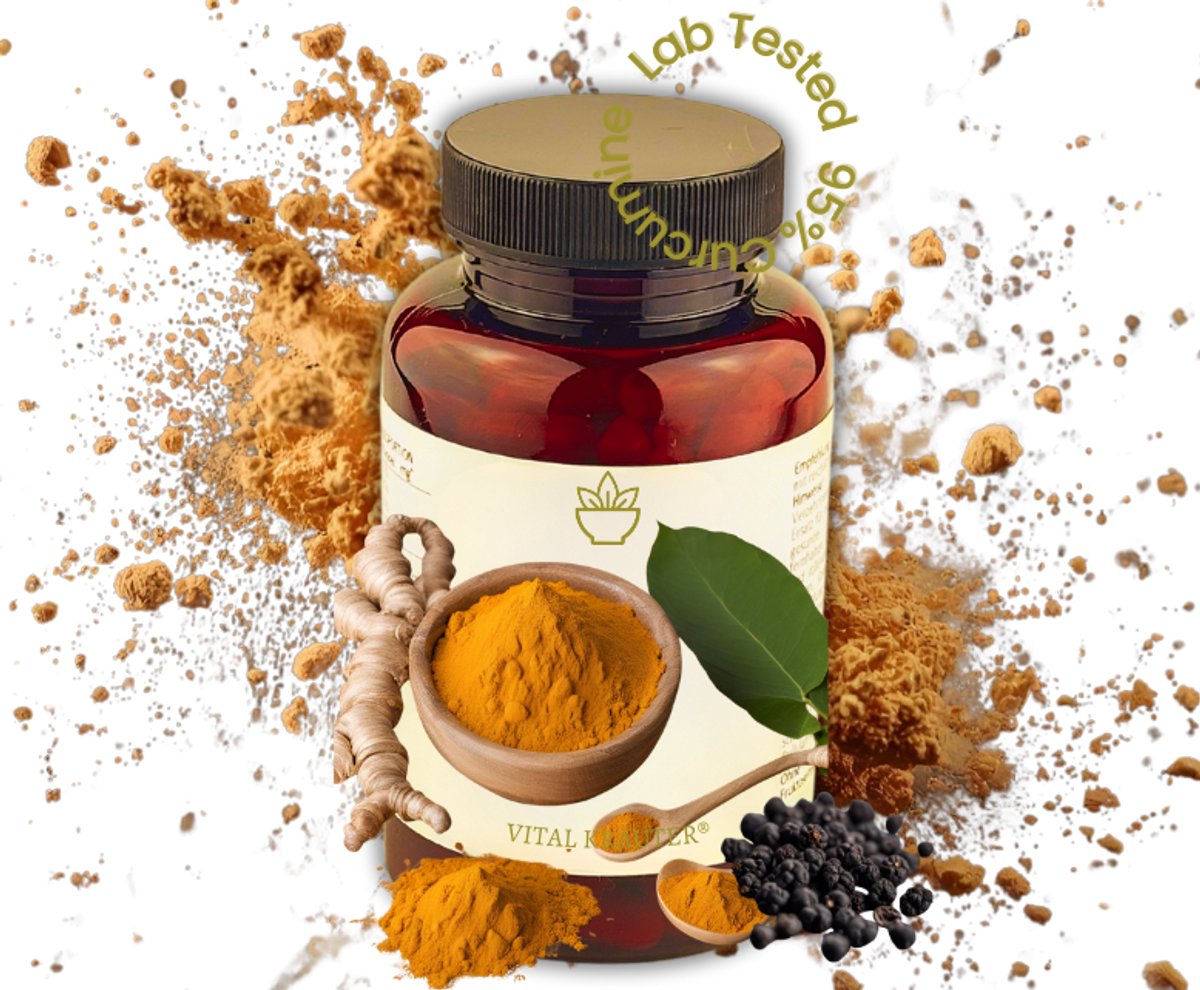 Kurkuma Extract 95% Curcuminoïden met Piperine | 25 x Hooggeconcentreerd | 120 Capsules