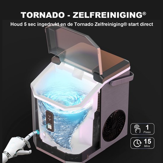 Bardi 1.1L - Nugget IJsblokjesmachine Square - Crushed Ice Maker met IJsschep - 15kg/24 uur - Ijsblokjesmaker - Met Luxe Thermosbeker - RVS met citruspers RVS van Merkloos — afbeelding 2