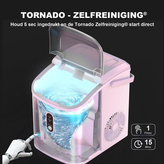 Bardi 1.1L - Nugget IJsblokjesmachine Rond - Crushed Ice Maker met IJsschep - 15kg/24 uur - Ijsblokjesmaker - Met Lux Thermosbeker - WIT - Citruspers RVS van Merkloos — afbeelding 4