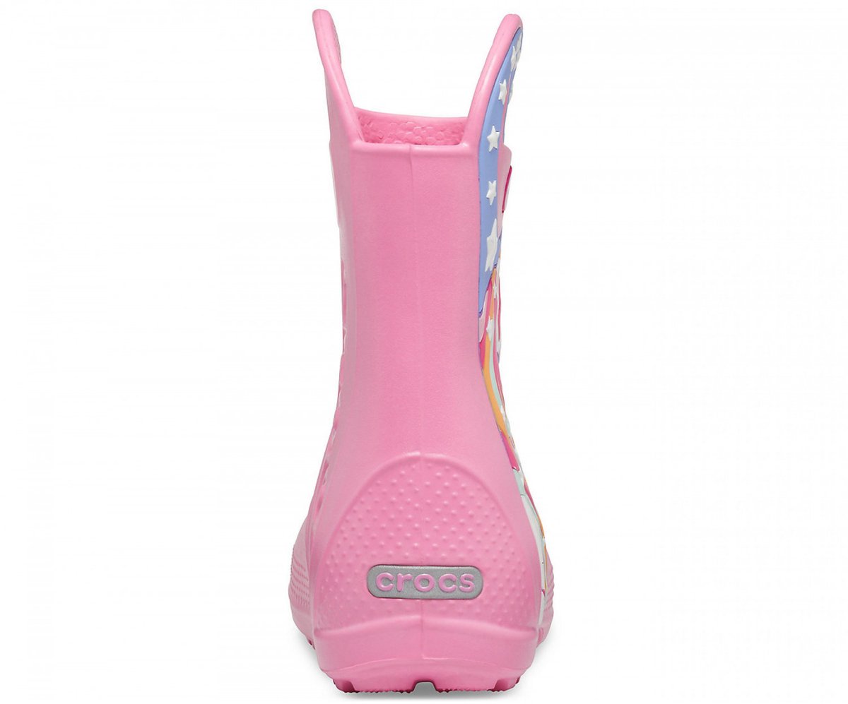 Crocs Fl Unicorn Patch Rain Boot Roze Maat 33/34 US J2