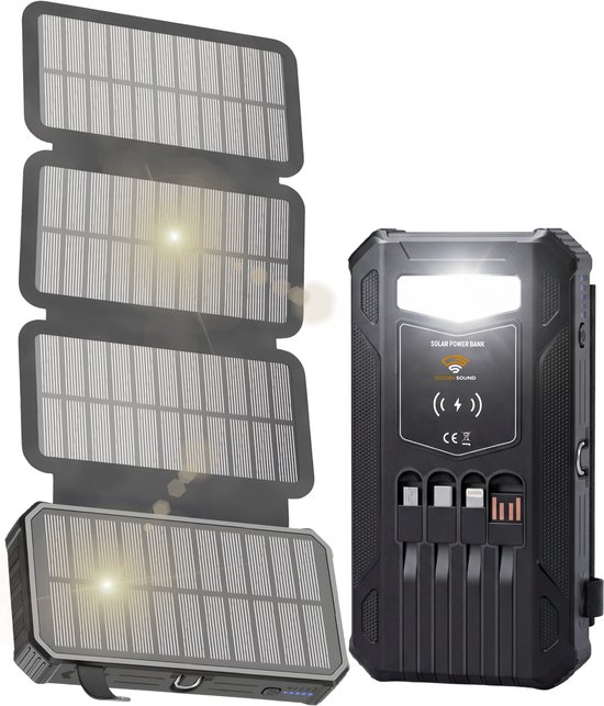 Golden Sound Solar Powerbank met Extra Panelen - Golden - €149,99