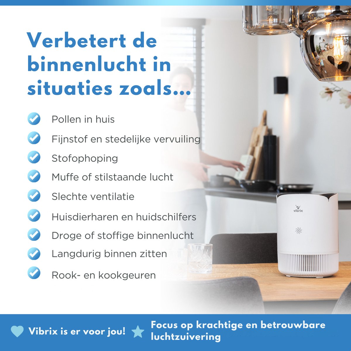 Vibrix PureFlow30 Luchtreiniger / Air Purifier – HEPA H13 + koolstoffilter – 180 m³/u – Voor kamers tot 30 m² – Ionisator – App-bediening – Zeer stil met slaapstand – Luchtkwaliteitindicator — afbeelding 5