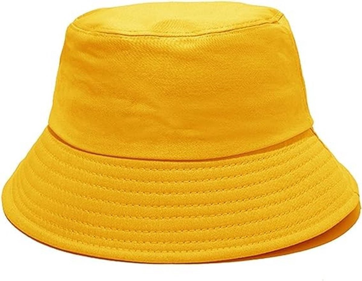 Buckethat - Vissershoedje - Festival hoedje - Zonnehoed - Emmerhoed - Hoofddeksel - Katoen - Zomeraccessoire - Volwassenen - One size fits all - Geel - Jonyx