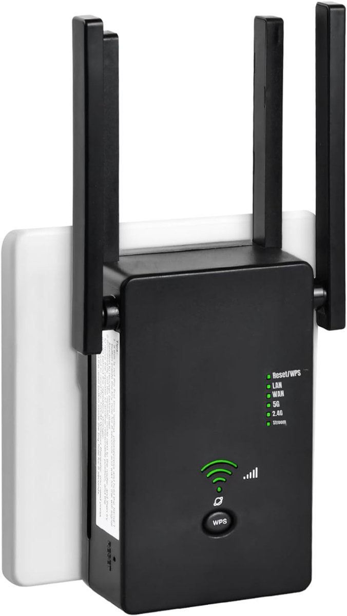 Zyrex® Wifi Versterker Stopcontact - Wifi Versterker - 300 Mbit/s - Zwart - 15cm x 13cm x 9cm