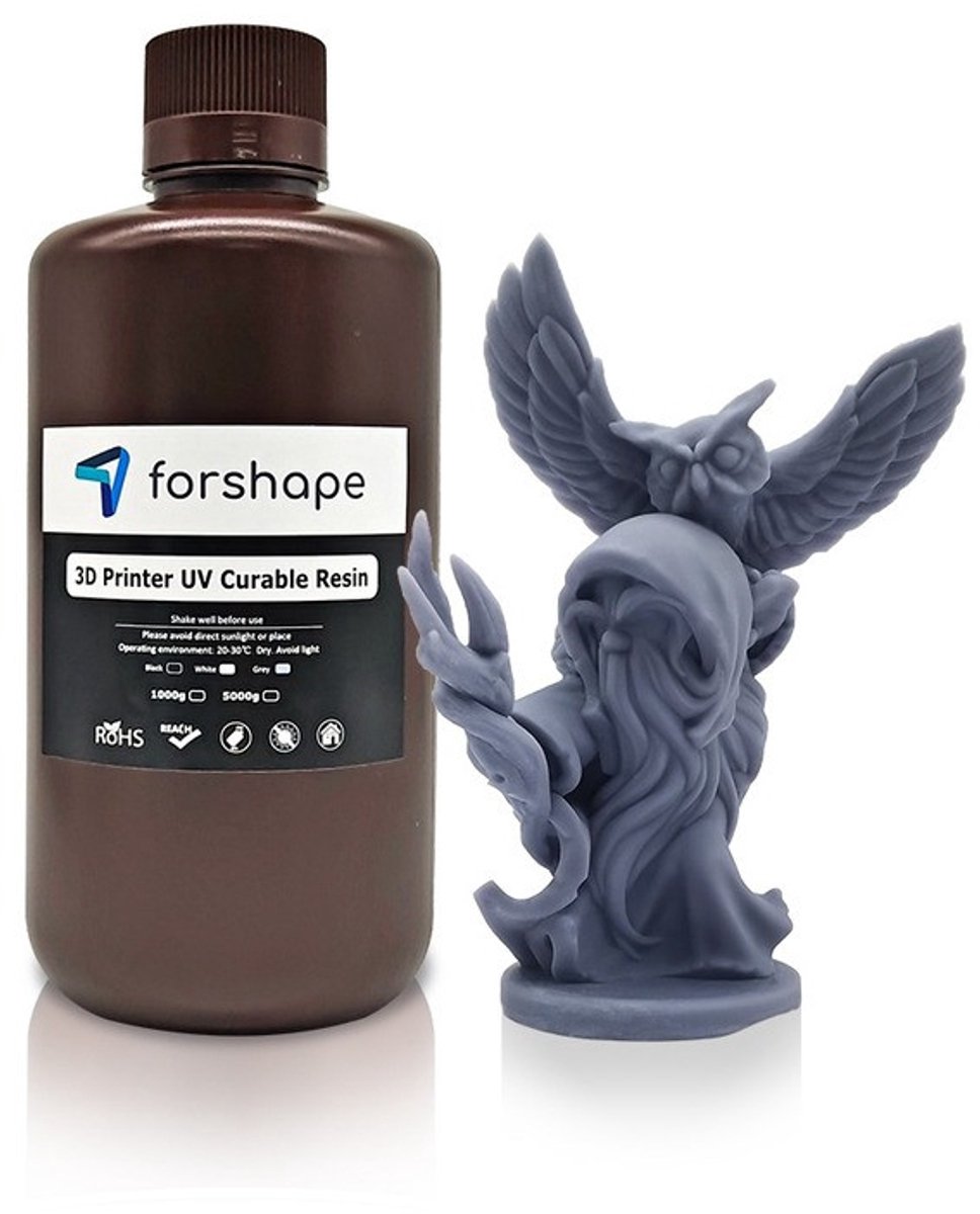 Forshape 3D Printer UV Resin Grijs 1kg – Hars voor LCD/DLP/SLA Resinprinters