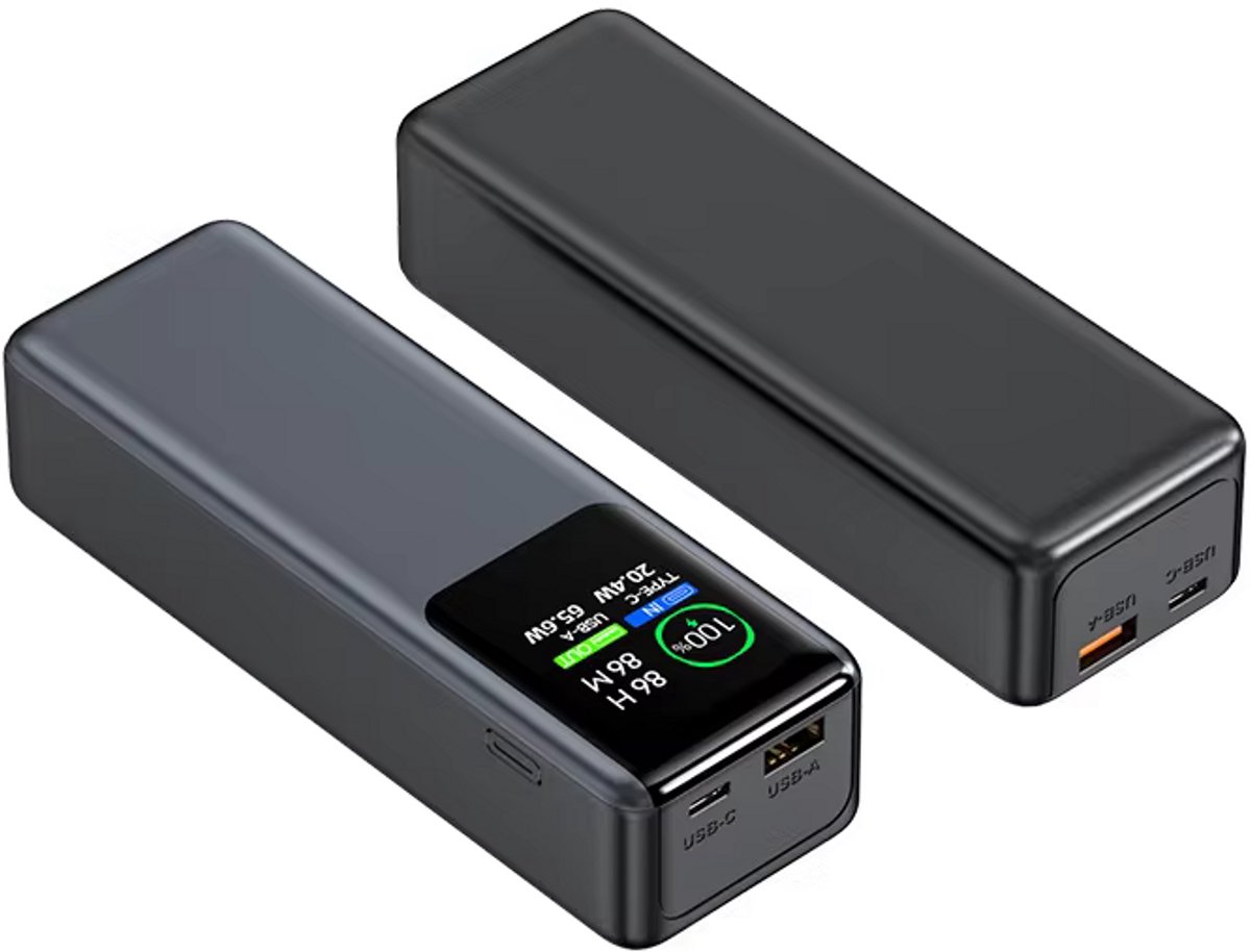 Visionnet Powerbank 30000mAh met Snellader en TFT Kleurendisplay - Visionnet E-Commerce - €44,95