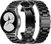 Stalen schakel bandje - geschikt voor Samsung Galaxy Watch 7 (40 & 44mm) / Galaxy Watch 6 (Classic) / Galaxy Watch 5 / Watch 5 Pro / Watch 4 (Classic) / Watch FE - Metalen RVS bandje voor Galaxy Watch 4-5-6 alle varianten - Zwart
