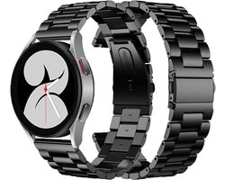 Stalen schakel bandje - geschikt voor Samsung Galaxy Watch 7 (40 & 44mm) / Galaxy Watch 6 (Classic) / Galaxy Watch 5 / Watch 5 Pro / Watch 4 (Classic) / Watch FE - Metalen RVS bandje voor Galaxy Watch 4-5-6 alle varianten - Zwart