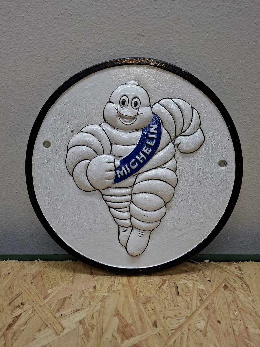Gietijzeren wandbord Michelin Rond - 24.5x24.5x1.2cm - Mancave - Garage - Werkplaats - Tuin - Huis - Funproducts.nl
