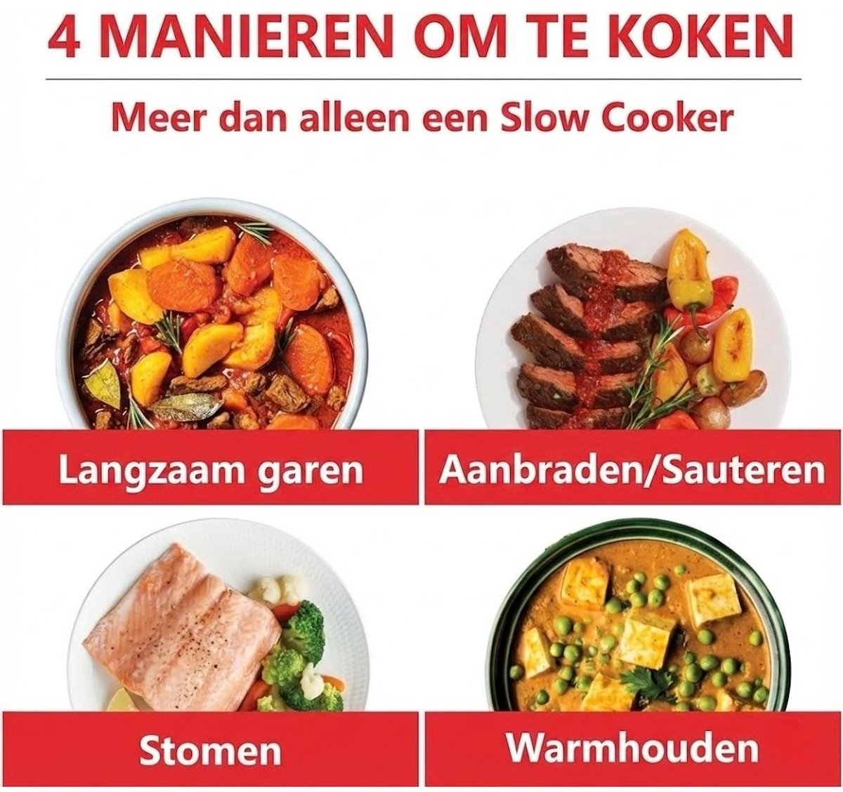 SNJY® Slowcooker 7.1L met Timer en 4 Kookfuncties - afbeelding 3
