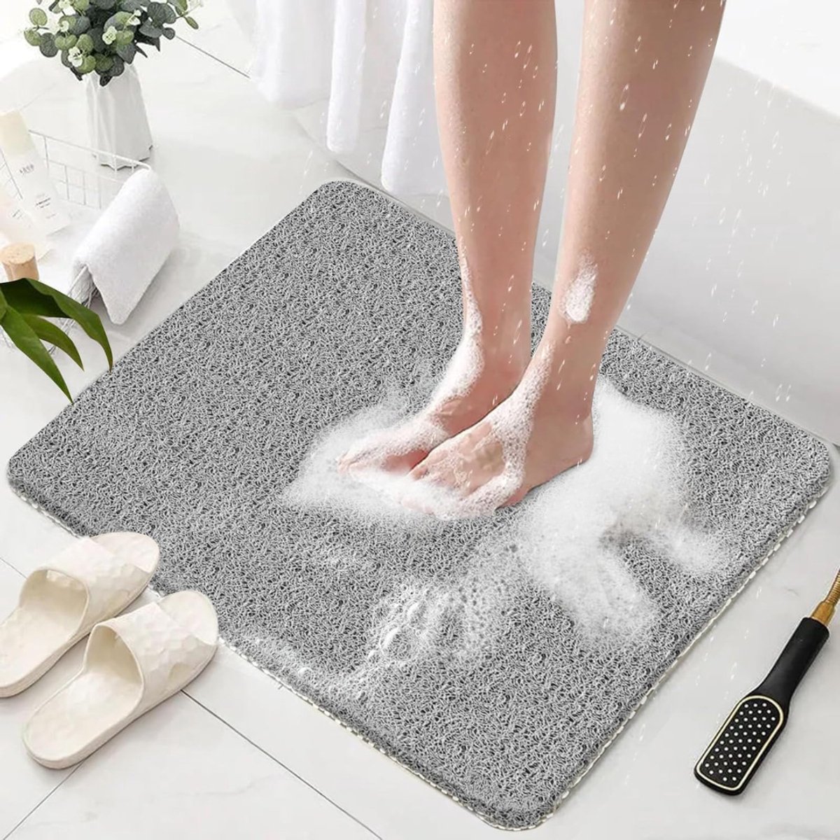 Zyrex® Badmat antislip voor in bad - Douchemat antislip voor douche - Badmat antislip - Grijs -60cm x 60cm x 3cm