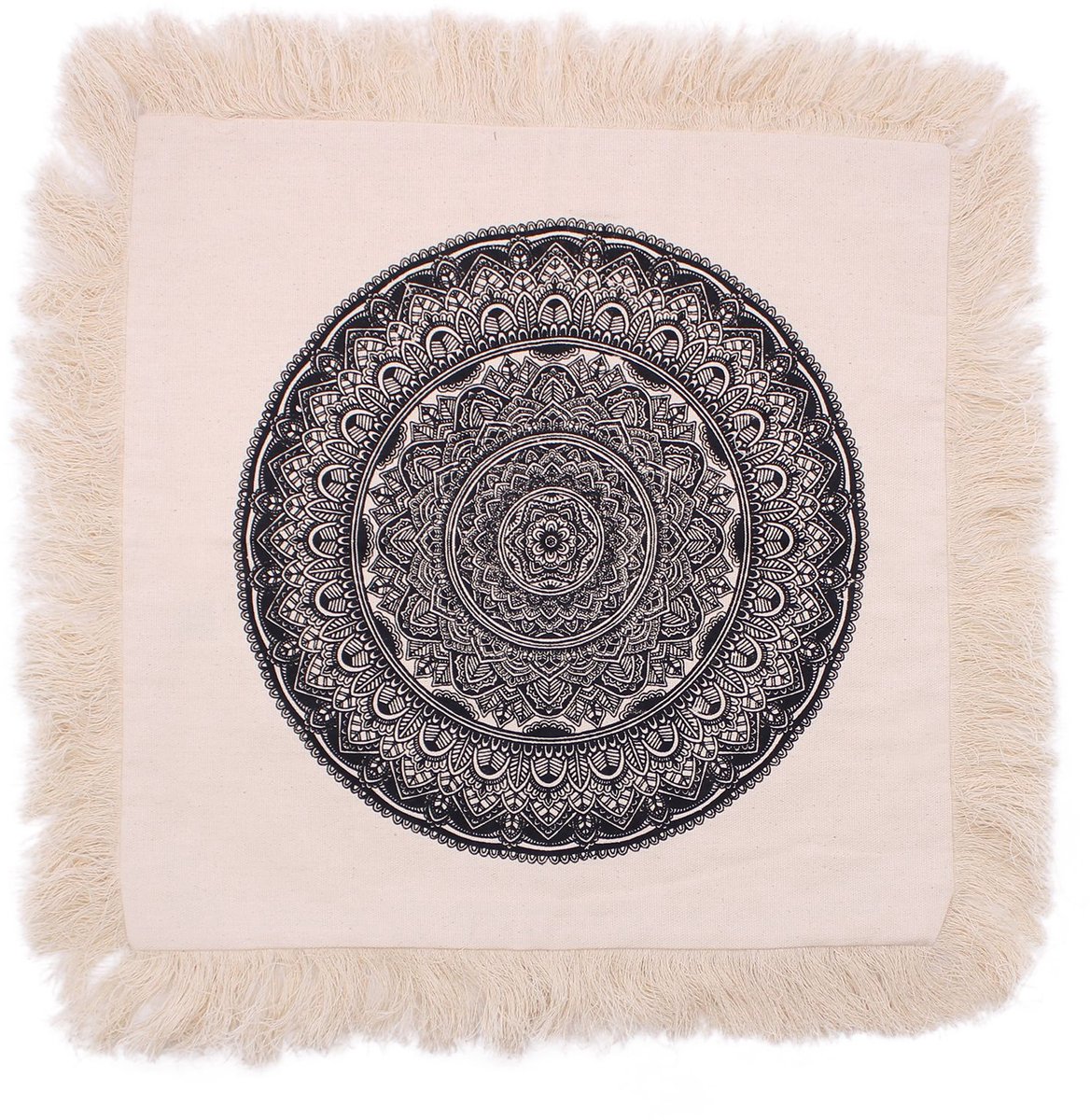 Ancient Wisdom - Kussen - Mandala kussen 45x45 cm zwart katoen - Decoratie - Interieur - Sierkussen - Thuis - Woonaccessoire