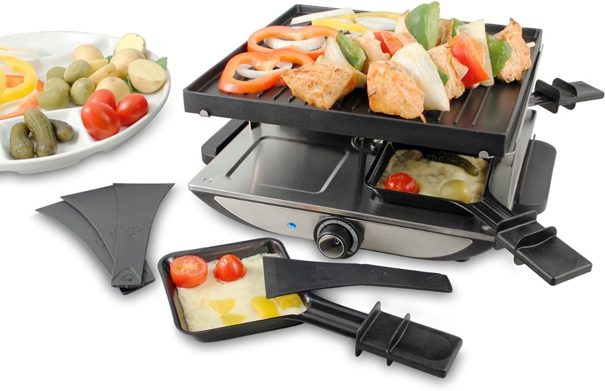 Zyrex® Gourmetstel 4 personen - Gourmetstellen - Gourmet - Zwart en Zilver - 26cm x 30cm x 13cm
