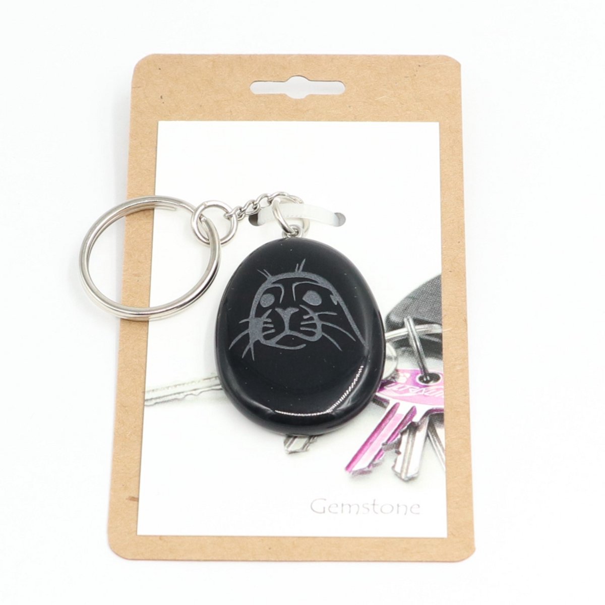 Keychain Zeehondenkop zwart