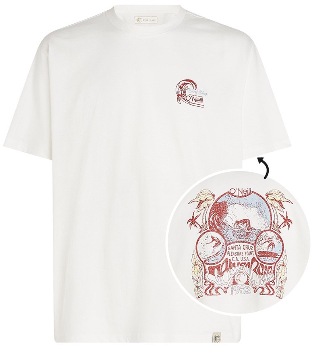 O’Neill heren O-hals shirt originals 70’s graphic Wit