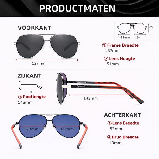 KINGSEVEN 725 Zonnebril - Pilotenbril - Goud Frame met Spiegelzwarte Lenzen & Rode Pootjes van Kingseven — afbeelding 4