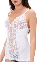 Marco Rossi - Random kant - Dameshemd kant - Onderhemd - Singlet - Katoen - Dames - Wit - Maat L/40- Model 3
