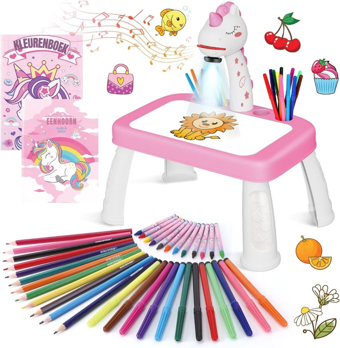 Zyrex® Tekenprojector Kinderen - Tekenprojector - Kinder Tekenprojector - met Tafeletje - Roze - 10cm x 39cm x 33cm