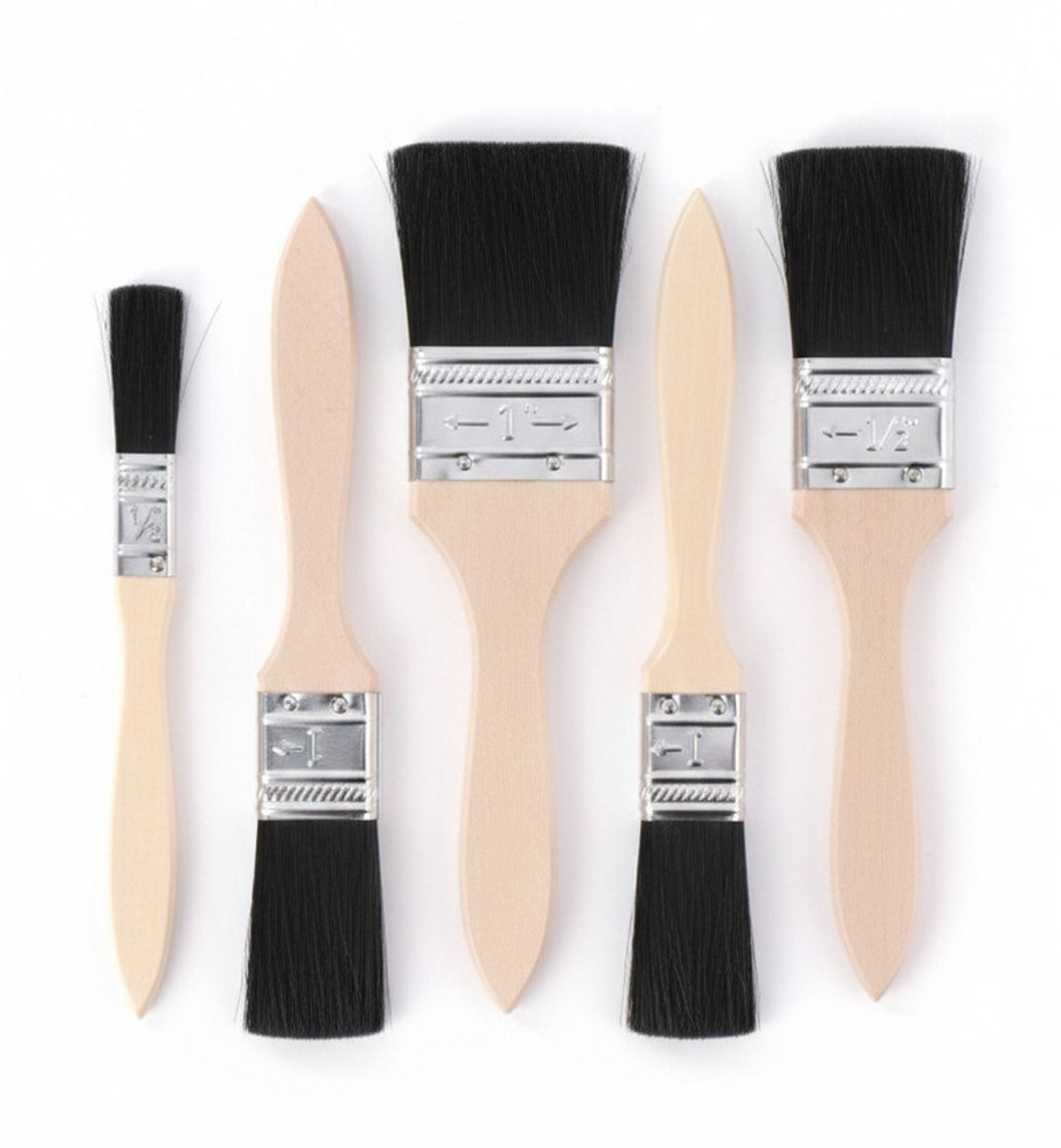 Kinzo Verfkwasten - 5x plat - 1,2 - 1,9 - 2,5 - 3,8 - 5 cm - kwasten