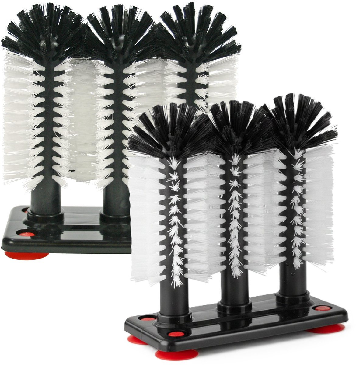 Spoelborstels - 2x - voor bierglazen en meer - 19 x 18 x 10 cm - zwart - horeca borstels