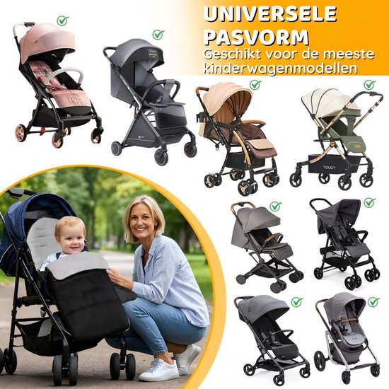 Kinderwagen Voetenzak - Baby deken - Warmte buiten - Dubbele rits - 84 x 40 cm - Grijs — afbeelding 5