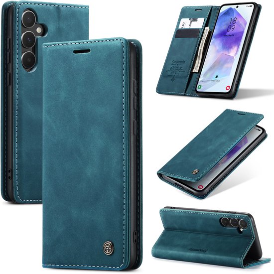 Samsung Galaxy A57 Hoes Emerald Green – Kunstleer Wallet Case met Pasjeshouder, Magnetisch, Standaard