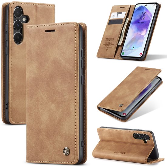 Casemania Étui Compatible avec Samsung Galaxy A37 - Brun sienne - Étui Portefeuille Fin - Étui Portefeuille Mince avec Porte-cartes