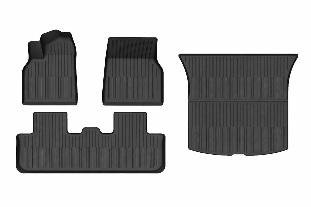 Tesla Model Y Juniper 2025+ Ecoline Rubber Interieurmatten Set + Trunkmat - Interieur Accessoires