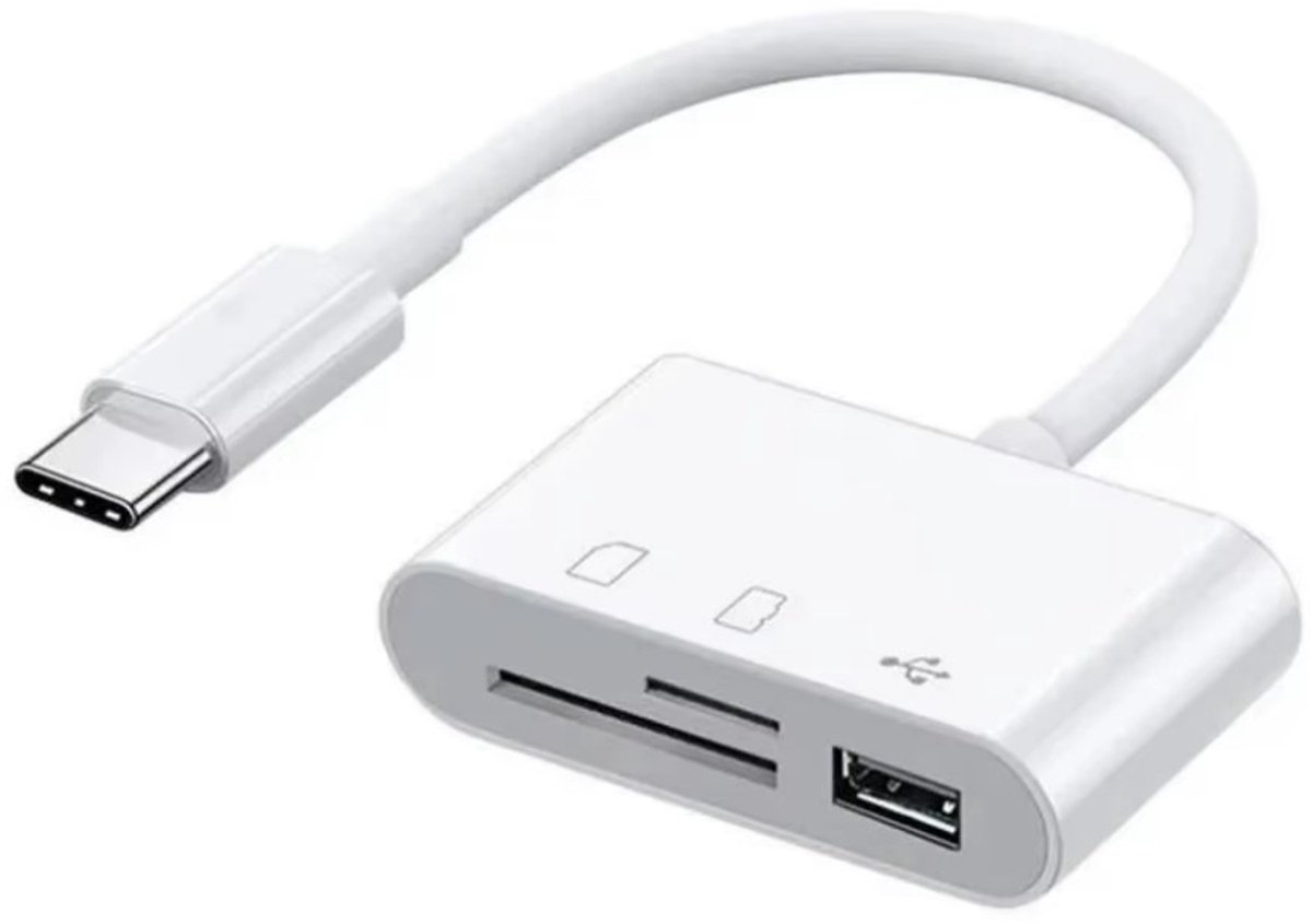 Universele 3‑in‑1 USB‑C Kaartlezer – Type‑C naar SD & TF & micro SD Camera Adapter - Hub
