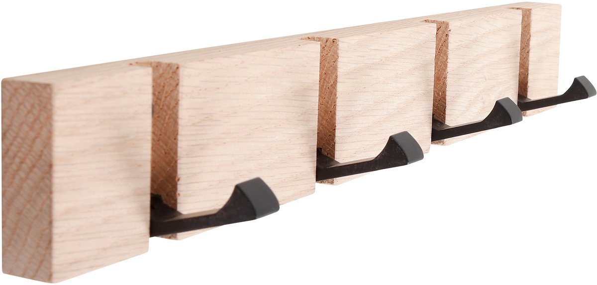 HOME It flex kapstok met 4 haken 40 × 5,5 × 2 cm natuurlijk eiken Licht eiken
