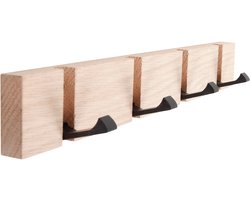 HOME It® flex kapstok met 4 haken 40 × 5,5 × 2 cm natuurlijk eiken