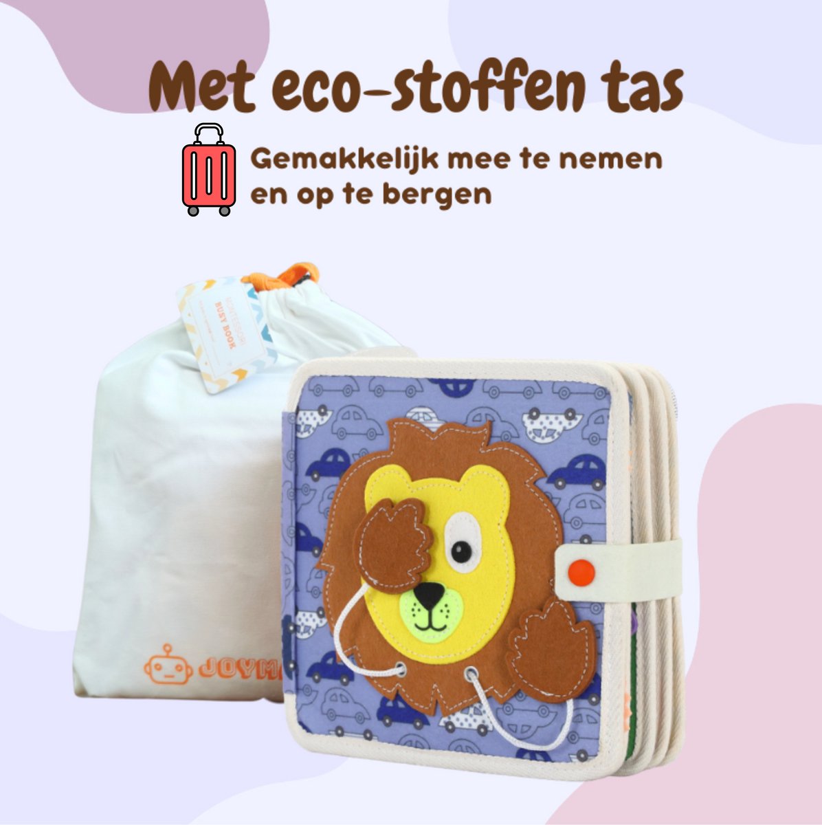 Joymaxx® Busy Board - Montessori Baby Speelgoed 1 jaar - Activiteitenboek - Sensorisch Speelgoed 6 maanden - 2 jaar- Activiteitenbord Meisjes en Jongens Speelgoed 1 jaar - Peuterspeelgoed voor in de auto — afbeelding 4