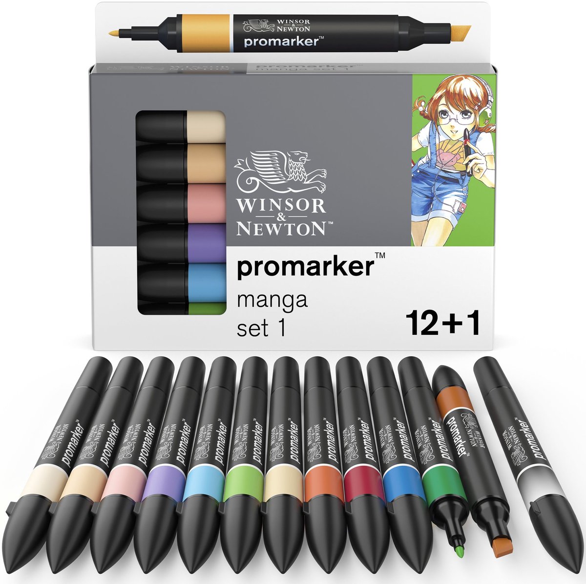Winsor & Newton 0290139 Promarker™ 12+1 Manga Expansion 1 | Professionele layoutmarkers & alcoholmarkers