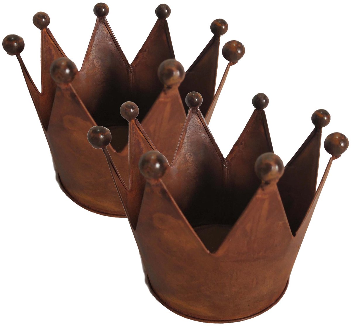 UNUS® Decoratieve kroon in roestlook 20 cm set van 2 tuindecoratie kandelaar bloempot#