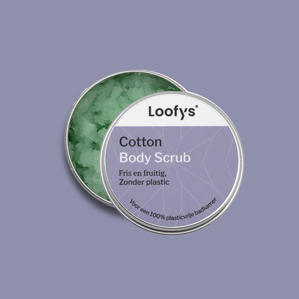 Loofys Body Scrub Cotton - Natuurlijke & Exfoliërende Lichaamsscrub - Plasticvrij, Vegan & Duurzaam - Herbruikbaar Blikje - 30g