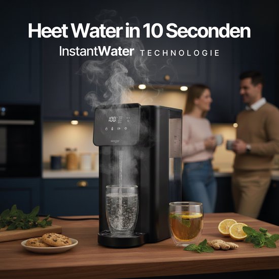 Distributeur d'eau chaude Seeger - Bouilloire instantanée - 2,5 litres - 8 températures - Définissez votre propre quantité - SGR1150BK