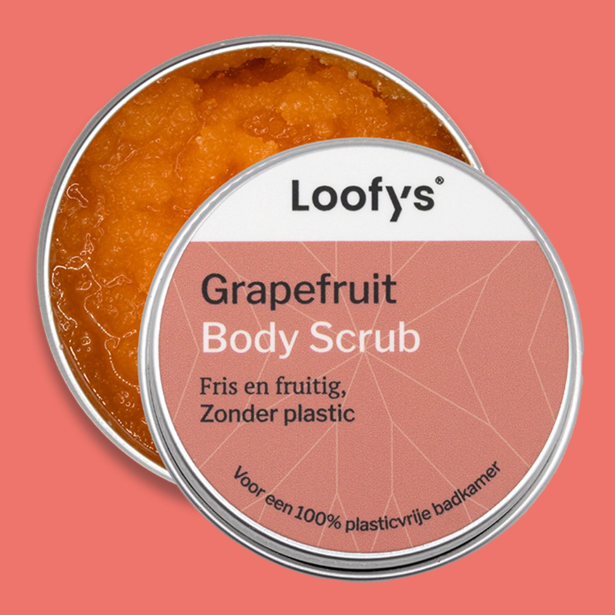 Loofys Body Scrub Grapefruit - Natuurlijke & Exfoliërende Lichaamsscrub - Plasticvrij, Vegan & Duurzaam - Herbruikbaar Blikje - 150g