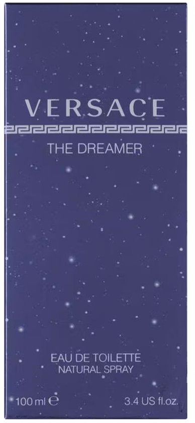 Doosje Versace The Dreamer Eau de Toilette Natural Spray 100 ml met blauwe, sterrenhemel print.