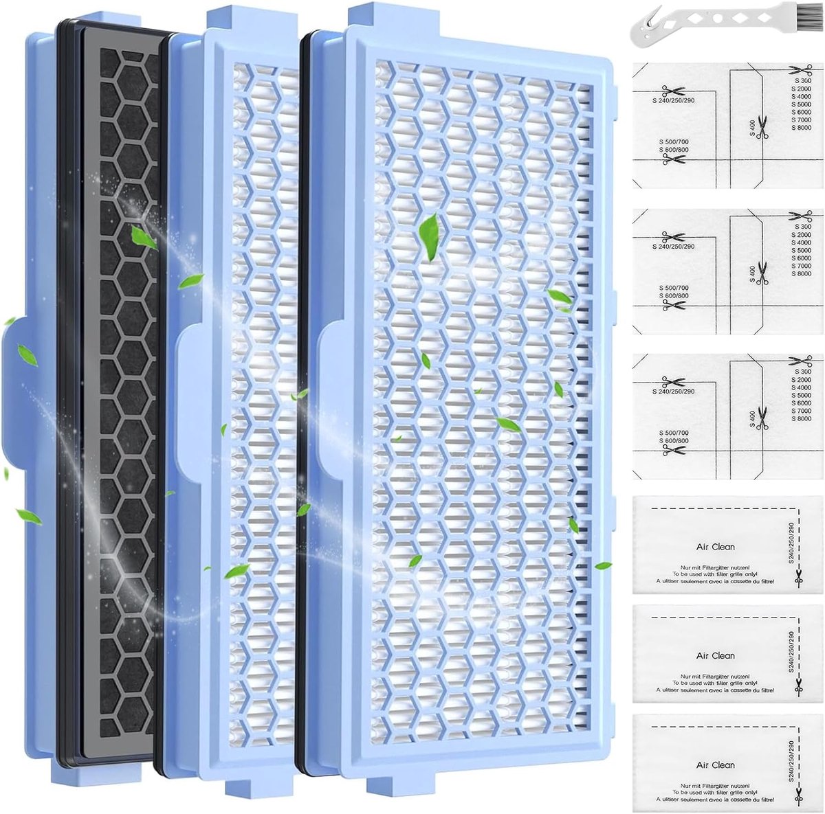 Namajunas - 3 Hepa filters geschikt voor Miele stofzuiger Compact C1 & C2, Complete C2 & C3, S8340 - Vervangingsfilter - 3 motorbeschermingsfilters - 3 afvoerluchtfilters compatibel met S4000, S5000, S6000 - Stofzuiger onderdelen - Accessoires