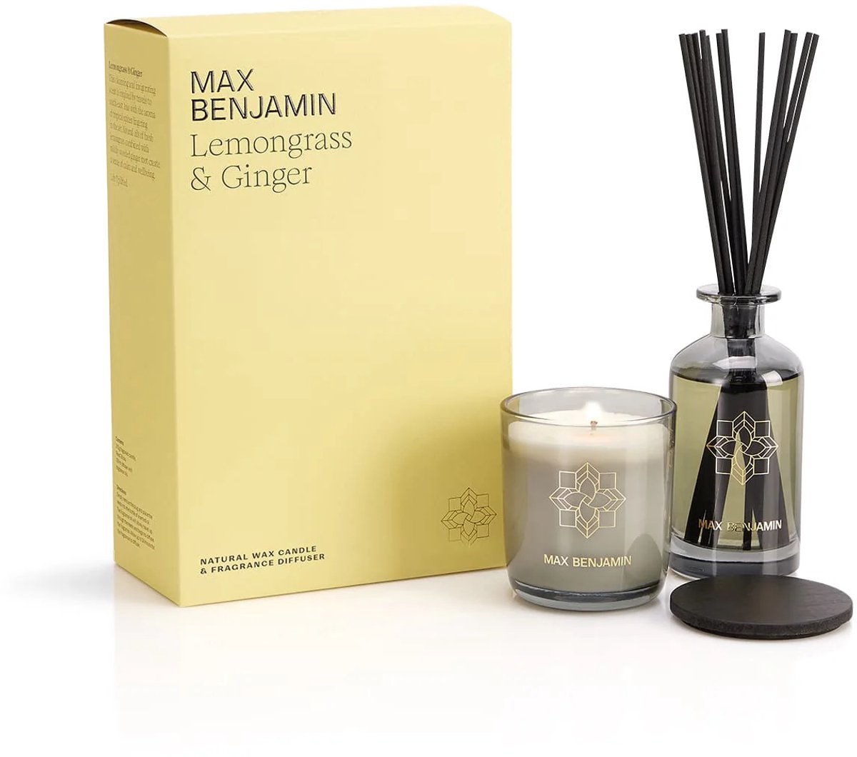Max Benjamin geurkaars & geurstokjes cadeauset - lemongrass & ginger