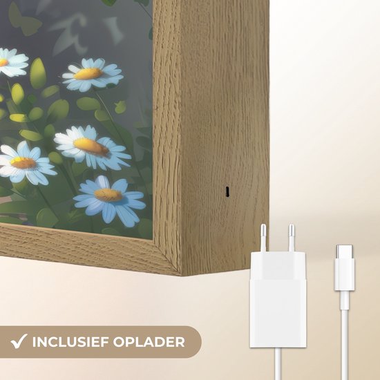 Nachtlampje 40x30 cm - Kinder lamp - Dino - Blauw - Baby - Dinosaurus - Tafellamp kinderkamer draadloos - Slaapkamer lampje - Bedlamp kinderen - Kinderlampje - Wandlamp babykamer - Nachtlampjes van OnlyWow — afbeelding 5
