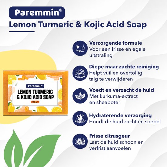 Lemon Turmeric & Kojic Acid Soap – Kurkuma Zeep 100% - Pigmentvlekken Verwijderen – Darkspot Remover