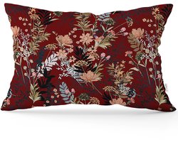 De Groen Home BLOEM Sierkussen Velvet - 30x50 cm - Bordeaux 