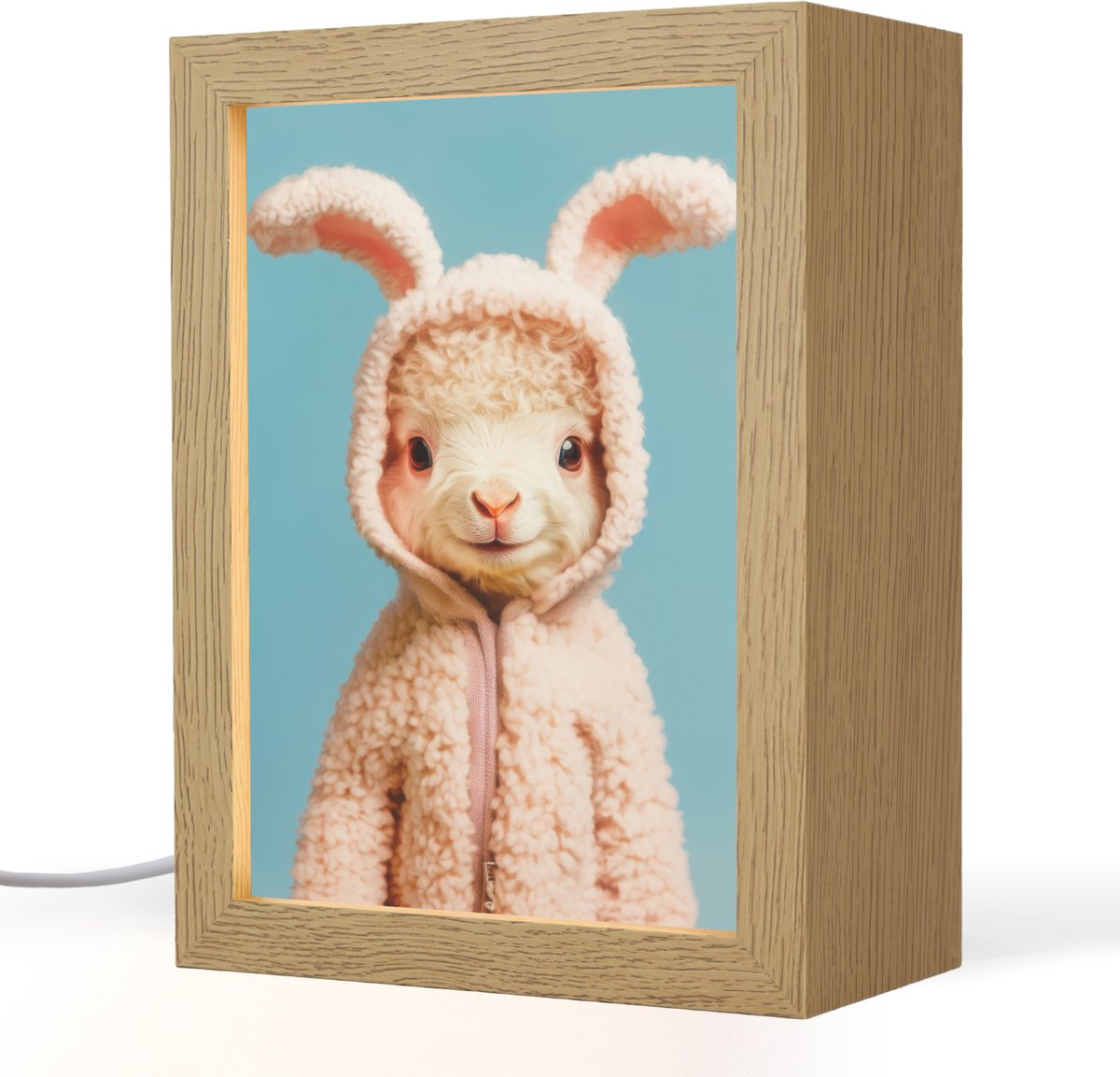 Tafellamp 15x20 cm - LED lamp - Lammetje - Paashaas - Kostuum - Decoratieve tafellampen - Dimbaar - Tafellampje slaapkamer - Woonkamer binnen