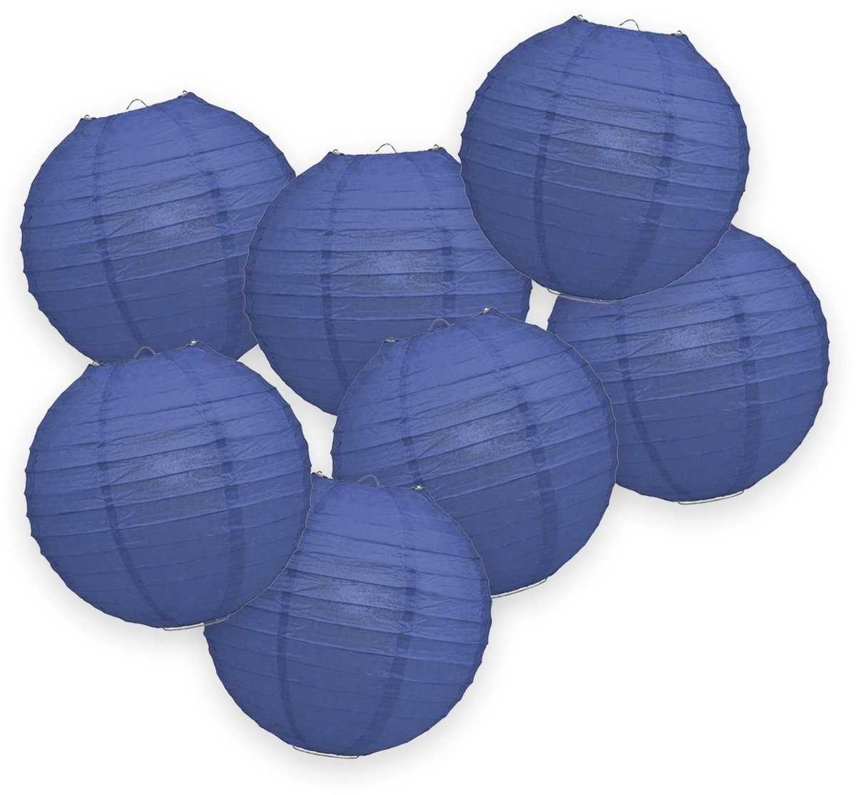 7-set LMPN® papieren lampionnen - donkerblauw - 25cm - donkerblauwe lampion