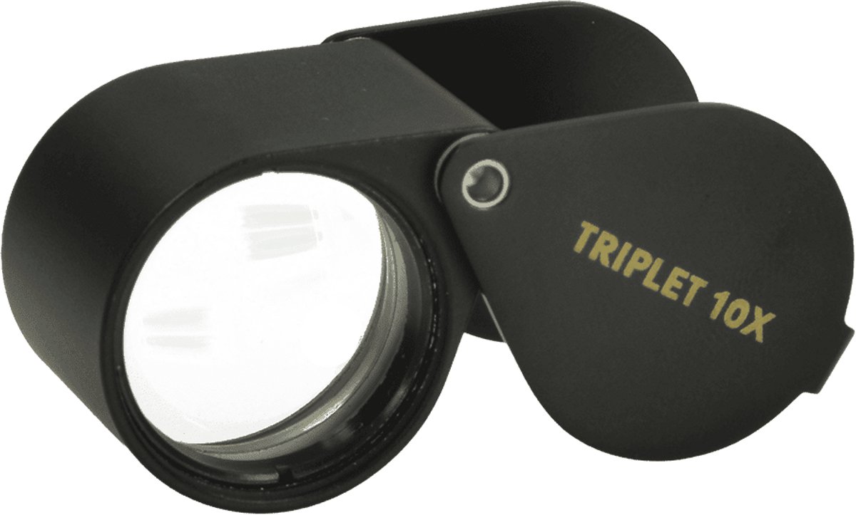 Kite Optics Triplet Loep 10x – Achromatische & Aplanatische 3-lens Inslagloep – voor Botanie, Sieraden, Munten & Insectenstudie – 21mm Lens – Inclusief Leren Etui