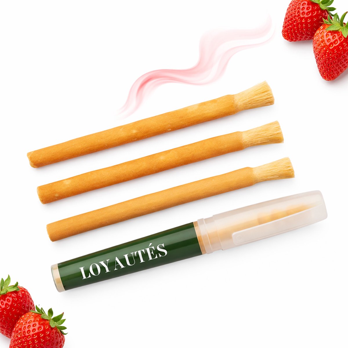Miswak Strawberry – 3 stuks – met houder – Sewak – Siwak – Natuurlijke Tandenborstel – Biologisch & Fluoridevrij – Antibacterieel – Sunnah – Halal Verzorging – Tandverzorging – Natuurlijk Alternatief voor Plastic Tandenborstels – Mondverzorging