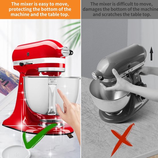 Antislipmat voor Keukenmachine - Keukenmachine Accessoires Set - Met 2 Kabelorganizer - Geschikt Voor Kitchenaid Verticale Mixers Van 6/7/8 Liter - Schuifmat voor Keukenmixer - Anti-kras & Ruimtebesparend - Zwart van Merkloos — afbeelding 2