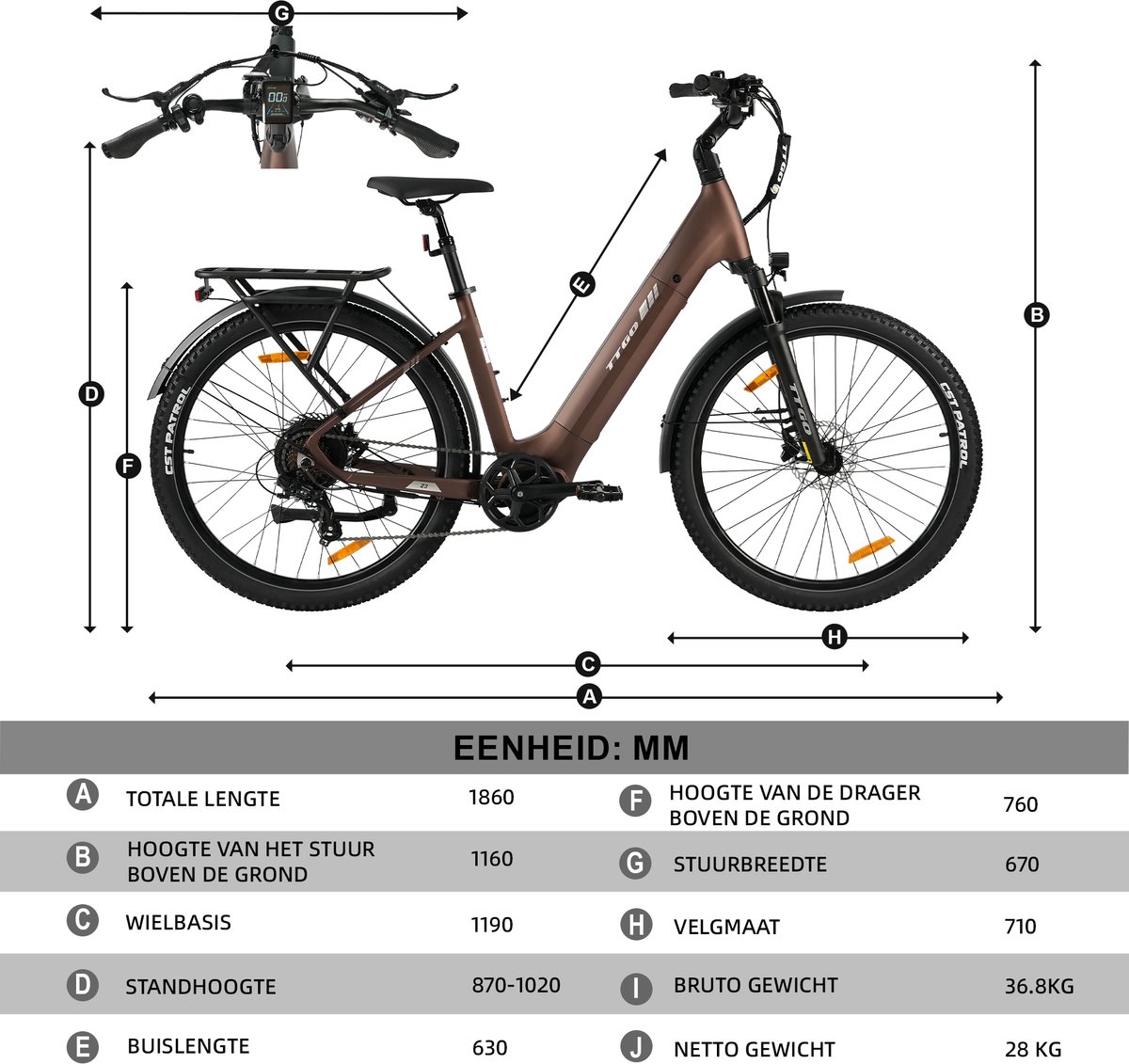 TTGO Z3 E-bike: 48V 15Ah, 130km bereik, stadsfiets tot 125kg thumbnail 8